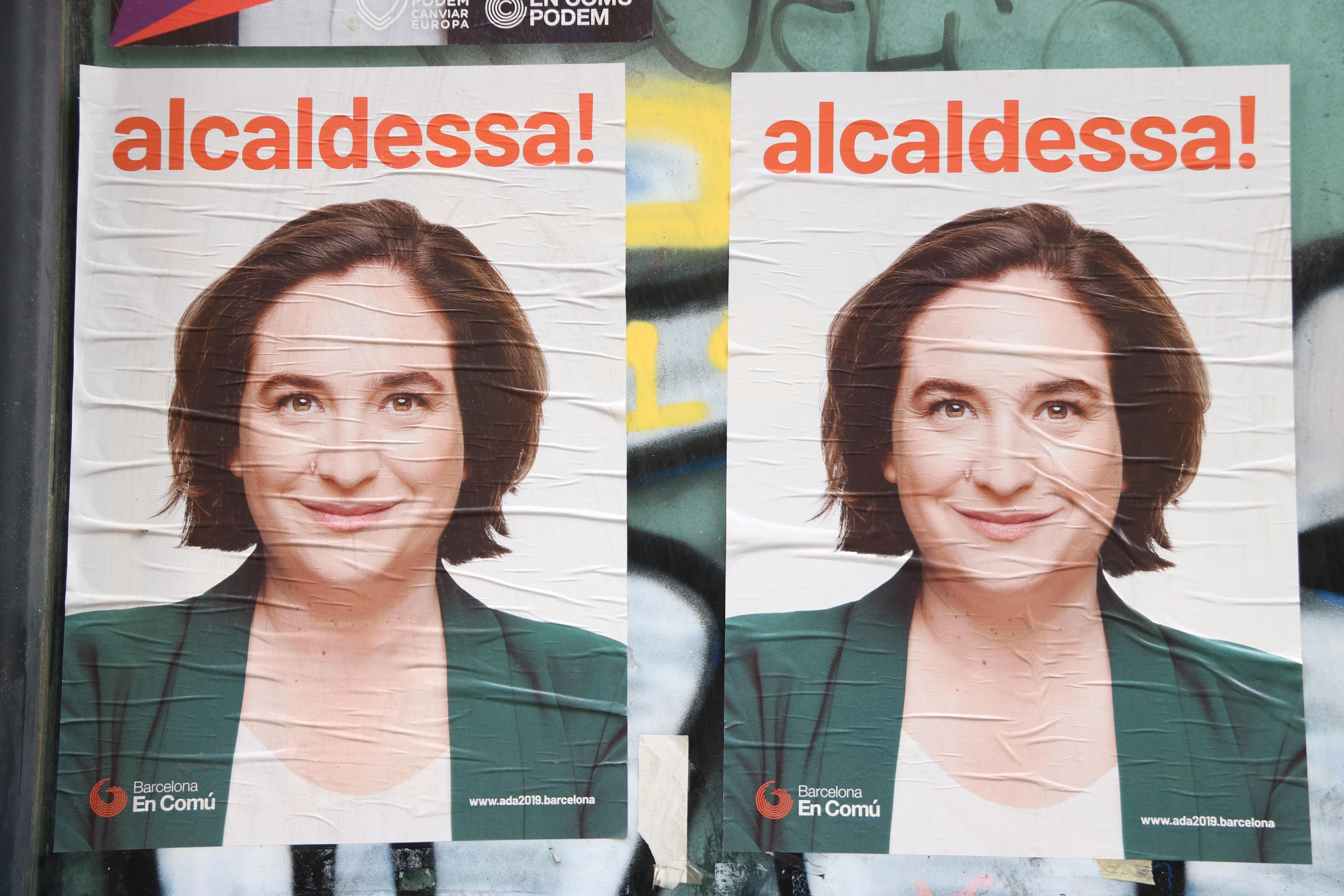 Campaign posters for Barcelona en Comú's Ada Colau (Mariona Puig)